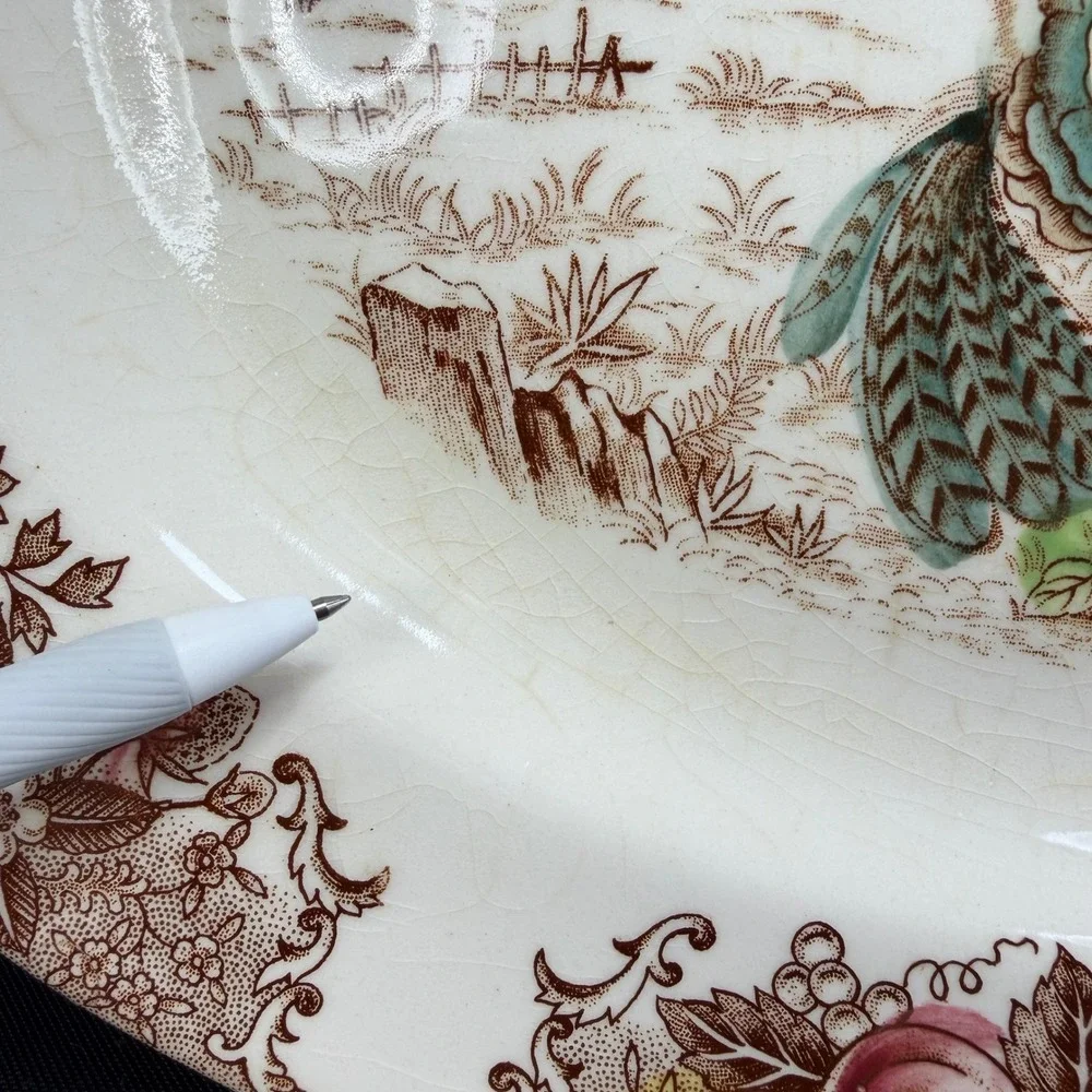 Vintage Fred Roberts‎ Co Turkey Platter Thanksgiving Serving Tray Japan 16 Inch